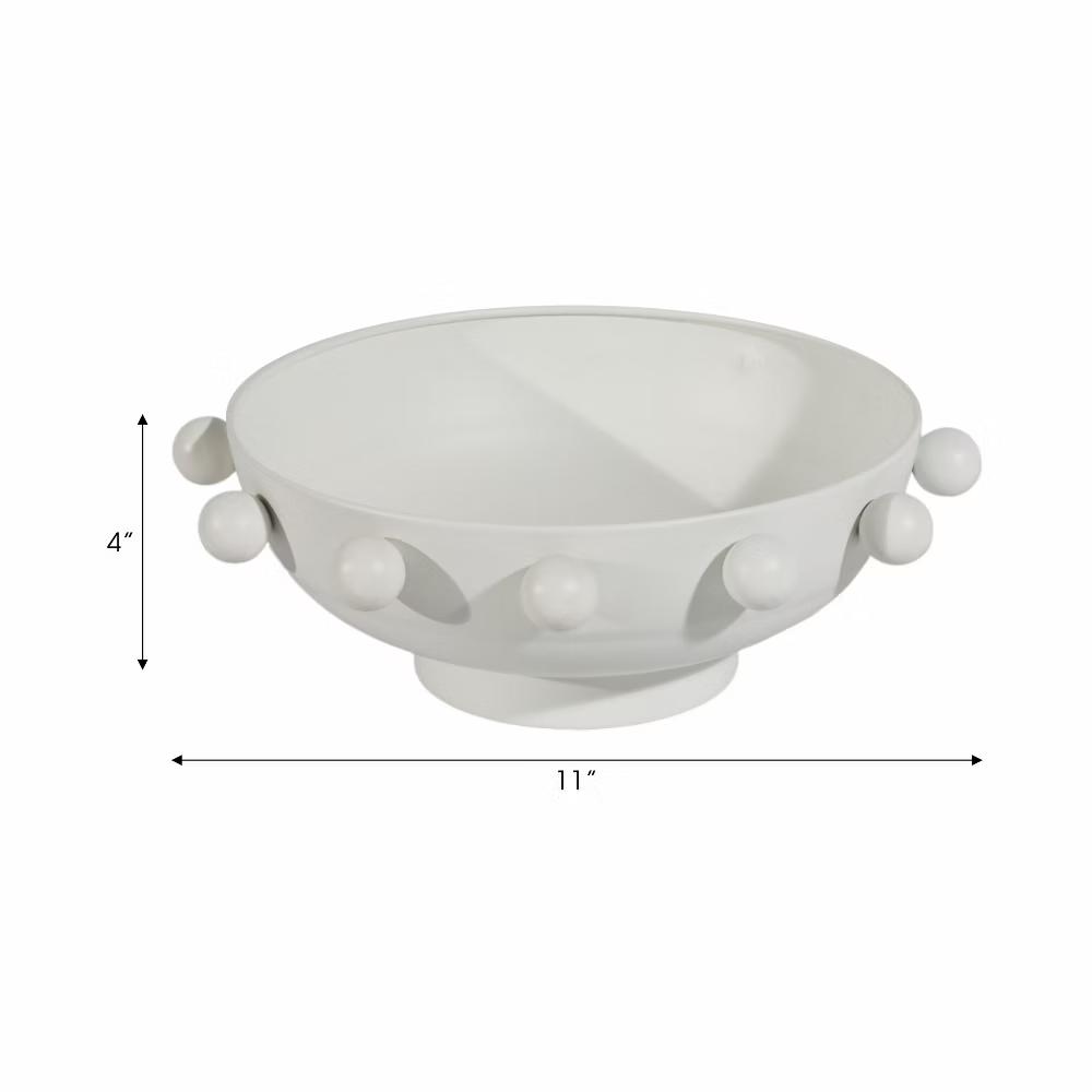 Modern Round Bowl with Knobs for Coffee Table Decor - Decorative Centerpiece Table Decorations for Home Decor Accents - 4.25", White - Image 11