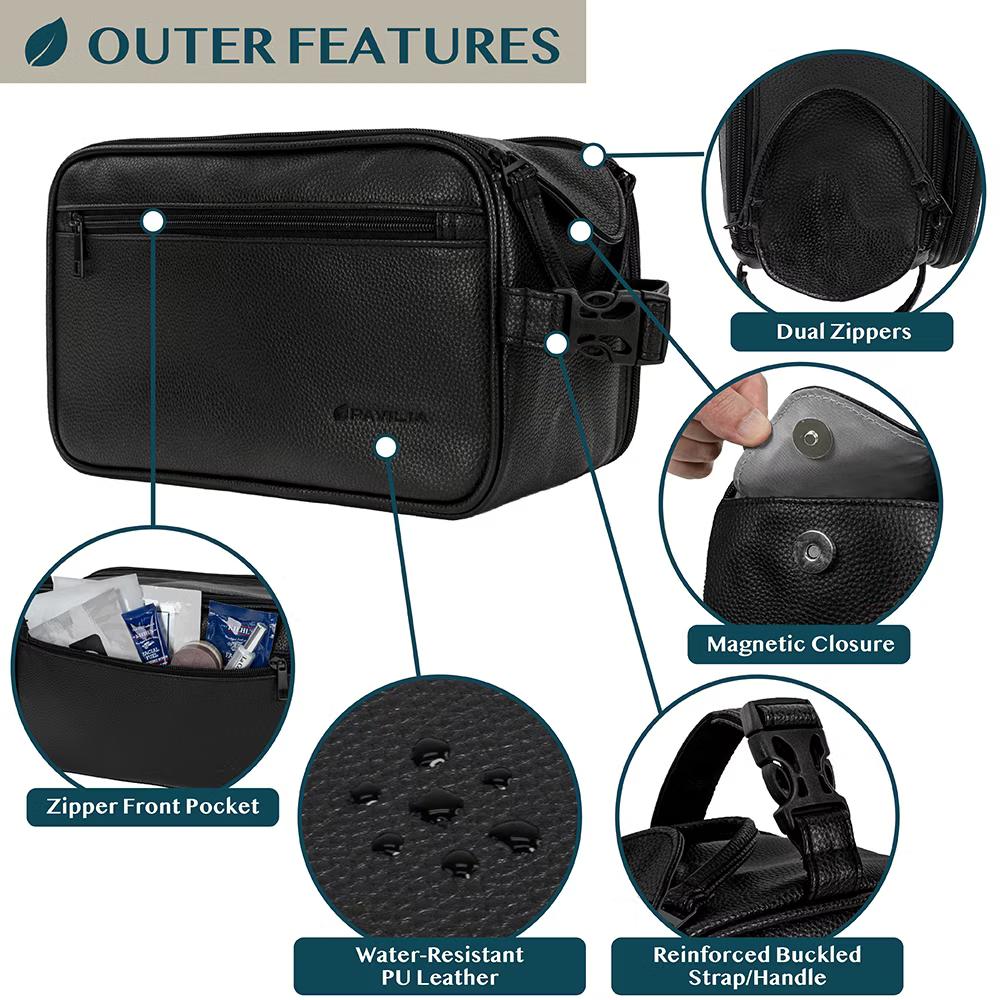 Toiletry Bag for Men, Travel Essentials Shaving Dopp Kit, Water Resistant Cosmetic Makeup Organizer Case - Image 6