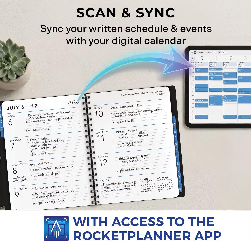 Excello Brands Rocketplanner App Large Print Academic Planner 2026-2027, 15 Month 8.5 11 Black Smart Planner, Scan Events,Outlook Google Apple - Image 7