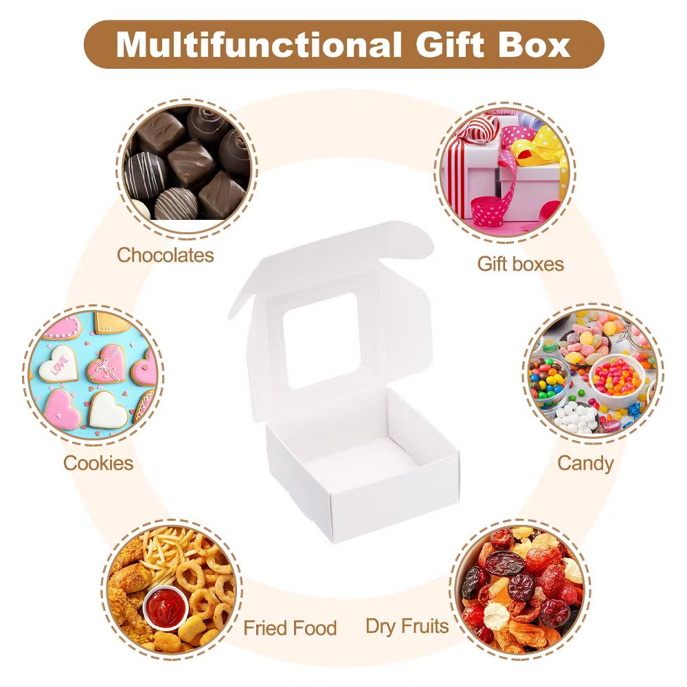 Paper Party Favor Treats Candy Cookie Packaging with Clear Window Kraft Soap Boxes 32 Pcs - Image 8