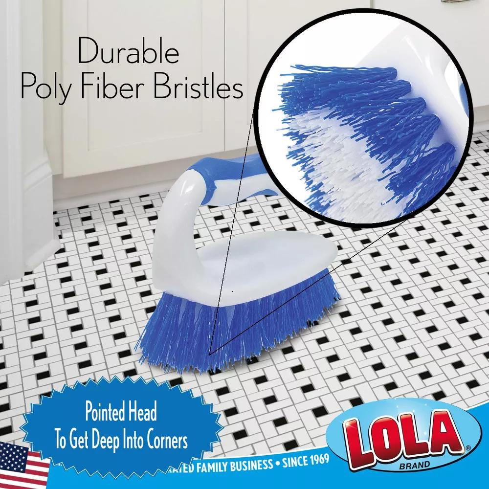 Iron Shaped Handled Scrub Brush, 3 Pack, Ergonomic Handle, No Slip Grip, Fiber Bristles, Heavy Duty Tile & Floor Cleaner - Image 3