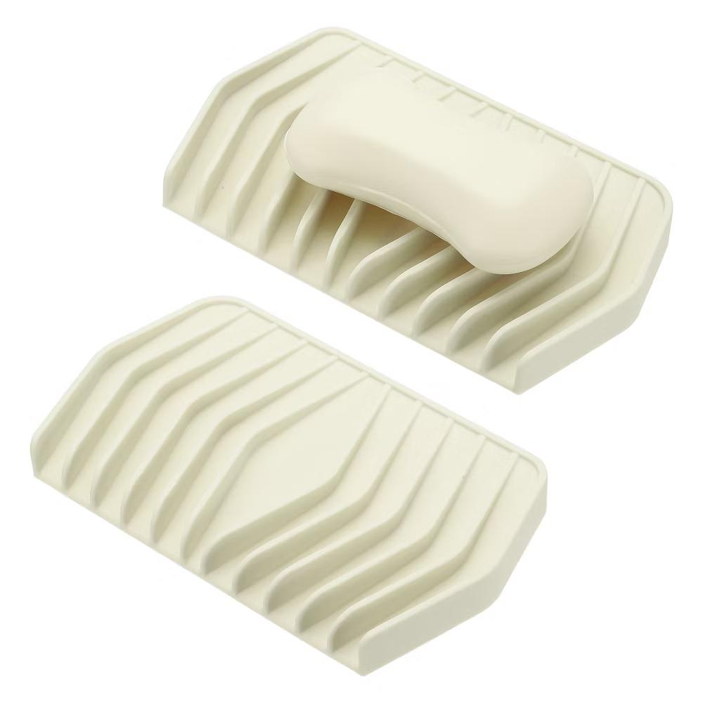 Soap Dish with Drainage, Silicone Self Draining Soap Bar Holder 2 Pcs - Image 6