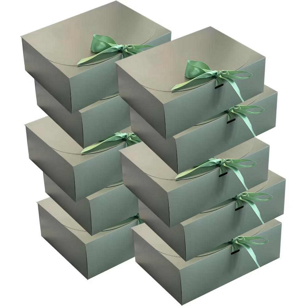 10 Pack Sage Green Bridesmaid Proposal Gift Boxes with Lids and Ribbons Durable Paper for Wedding Birthday Party Christmas - Image 3