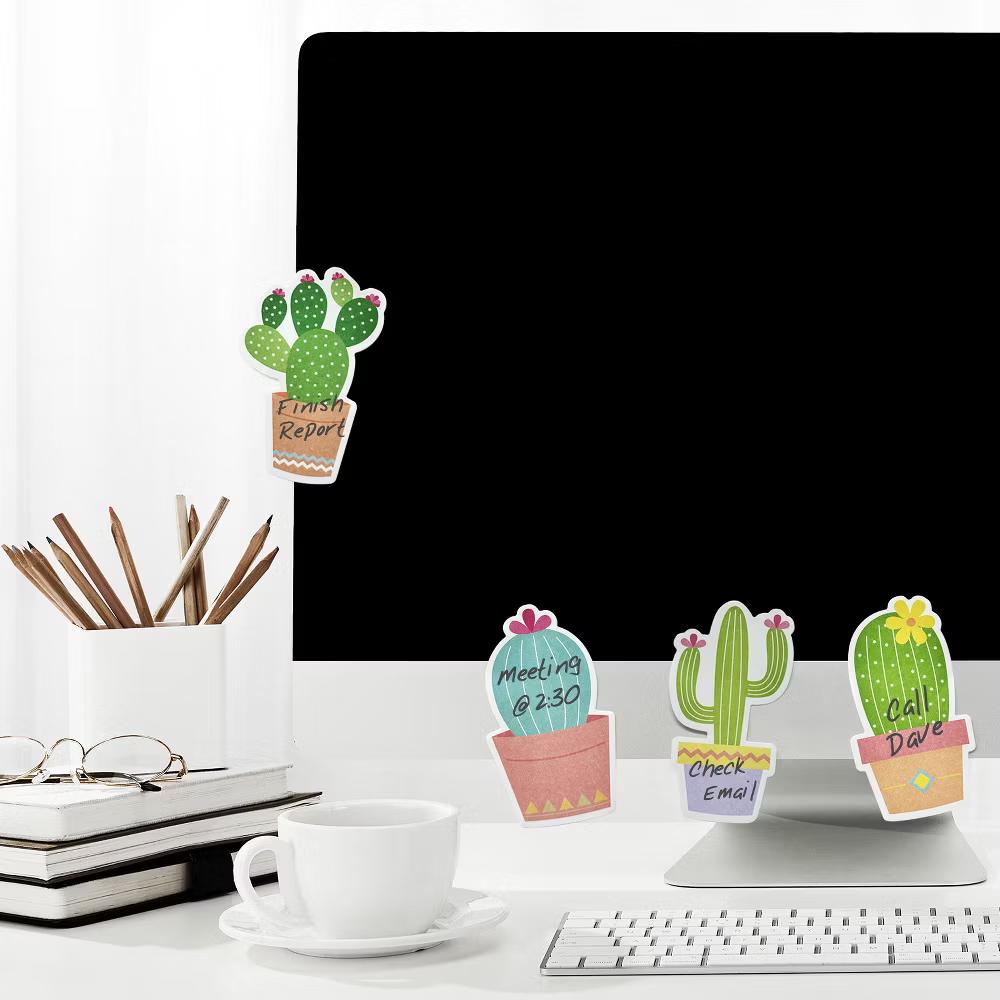 Cute Cactus Succulents Sticky Notes, Adhesive Memo Notepads for Home, Office, Work (Set of 6) - Image 4