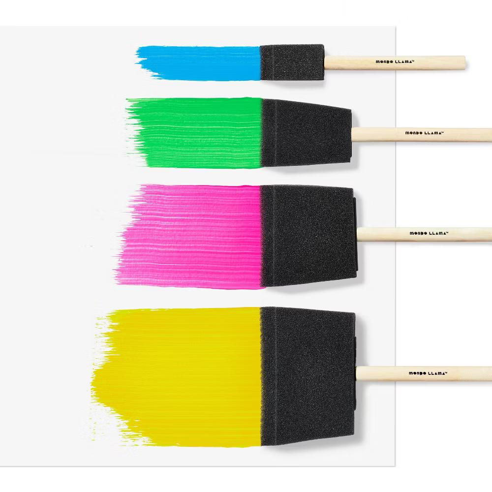 8ct Foam Brush Variety Pack - Artist Paint Applicators for Watercolor & Acrylic, Off-White, 6.5" Length - Image 3