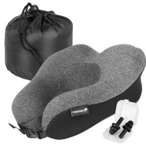 Neck Pillows for Travel Pillow, Travel Neck Pillow Airplane, Foldable Memory Foam Neck Pillow for Car Travel Sleeping, Washable Bag+Ear Plugs