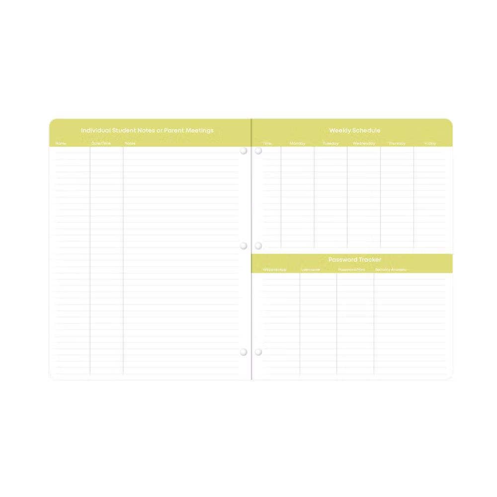 Blue Sky 8.5"x11" 2026-2027 Monthly Teacher Planning Calendar Rio Green