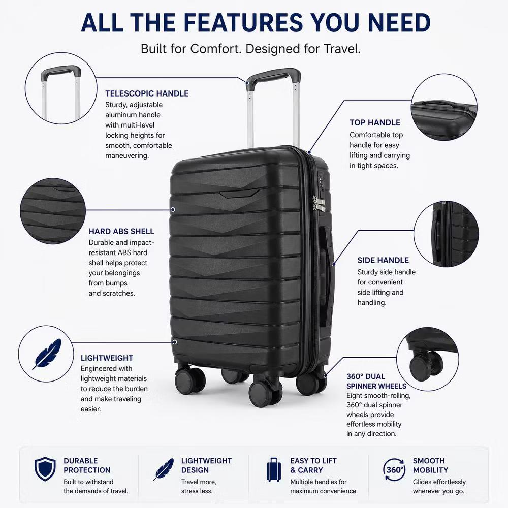 3-Piece Hardshell Expandable Luggage Set with 8 Spinner Wheels and Built-In Lock - 20", 24", 28" - Image 6
