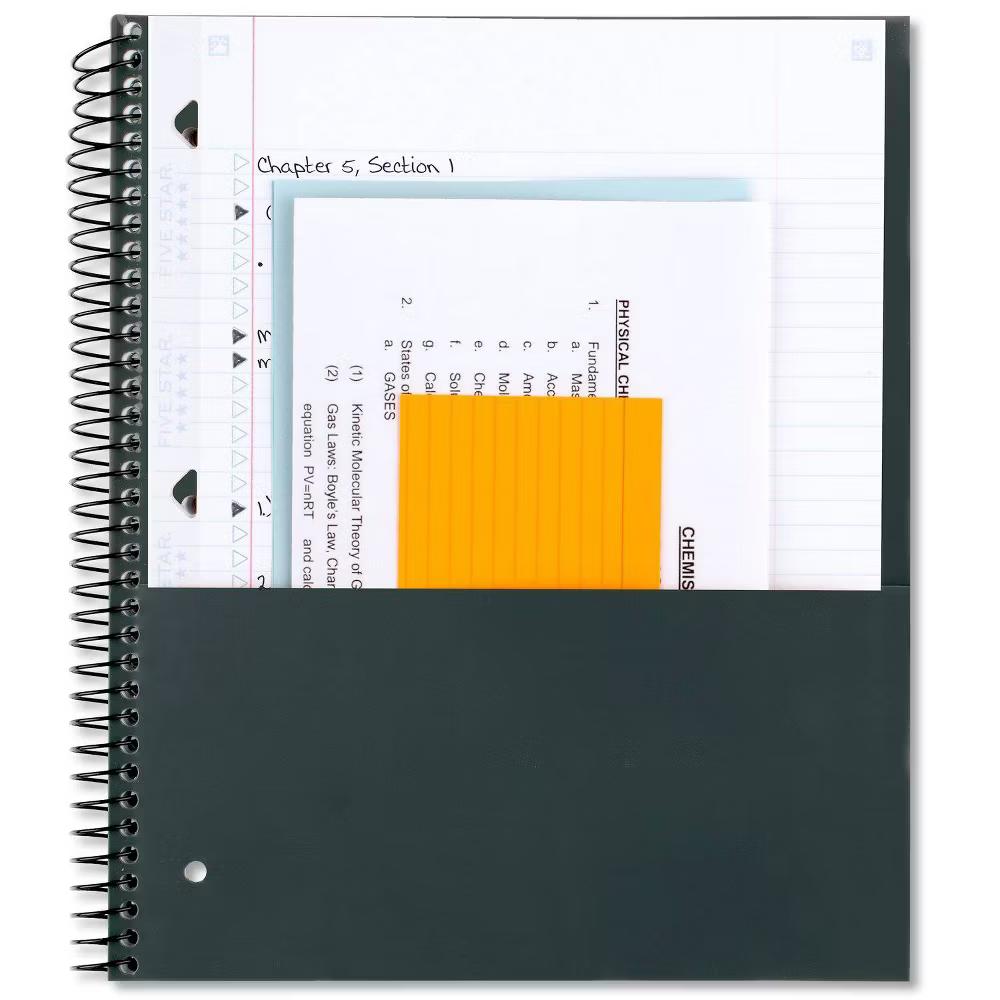 Five Star 170 Sheets College Ruled Notebook Feature Rich Gray: 3 Subject Spiral, 8.5x11", Bleed-Resistant, Perforated Pages - Image 7