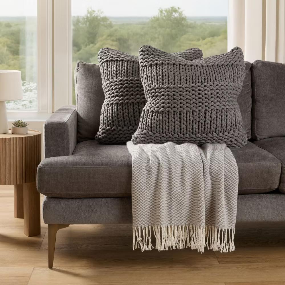 Cozy Chunky Knit Throw Pillow Cover And Pillow Insert - Image 52
