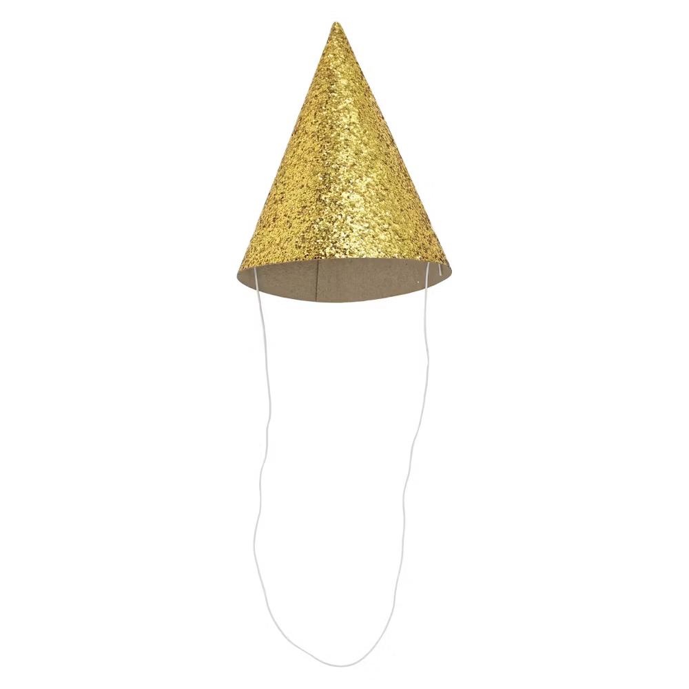 10ct 5" Glittered Party Hats Gold