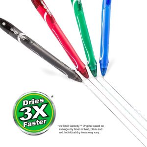 Gelocity Quick Dry Assorted colors Gel Pens, Medium Point 0.7 mm, Smear Free, Retractable Gel Pens With Comfortable Full Grip, 8 Pack