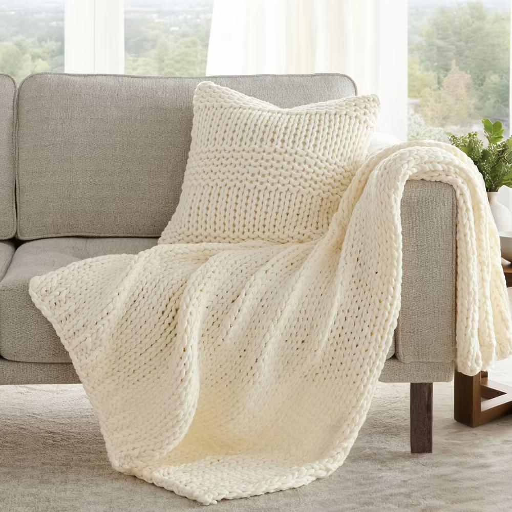 Cozy Chunky Knit Throw Pillow Cover And Pillow Insert - Image 25