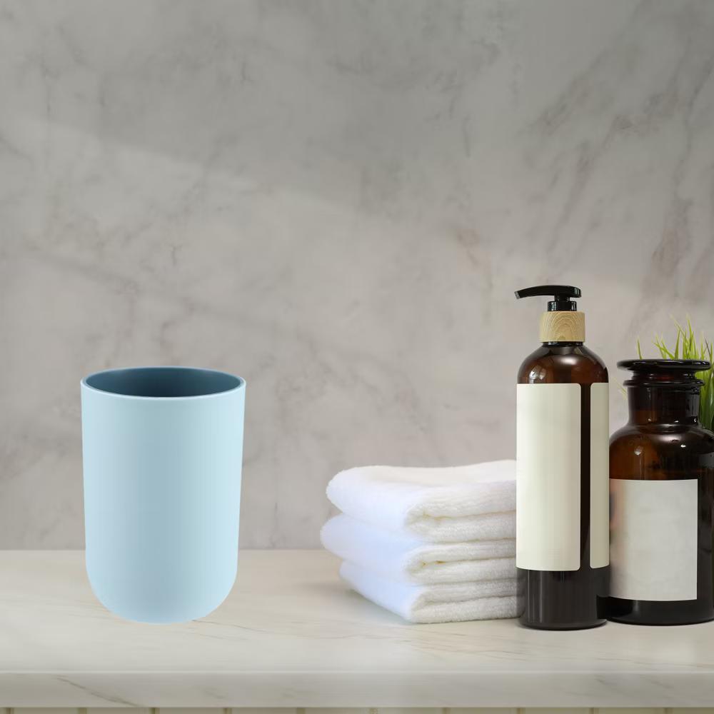 2Pcs Bathroom Tumblers Bathroom Toothbrush Cup Blue 4.33''x2.76'' 350ml - Image 6