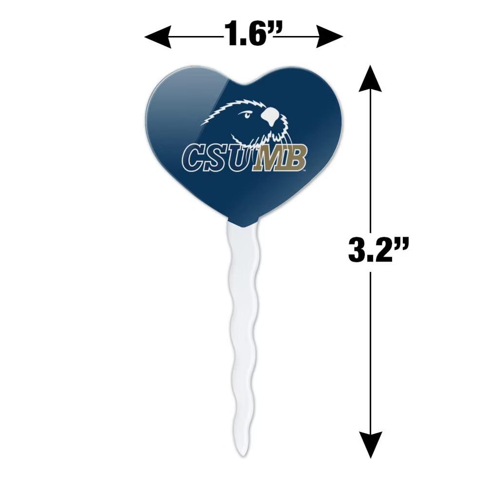 California State University Monterey Bay Primary Logo Heart Love Cupcake Picks Toppers Decoration Set of 6 - Image 2