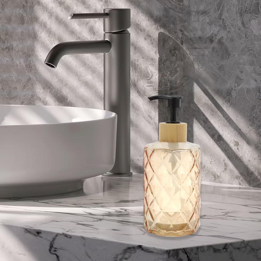Reusable Round Bottom Diamond Pattern Soap Dispenser 11.16oz 1 Pc - Image 11