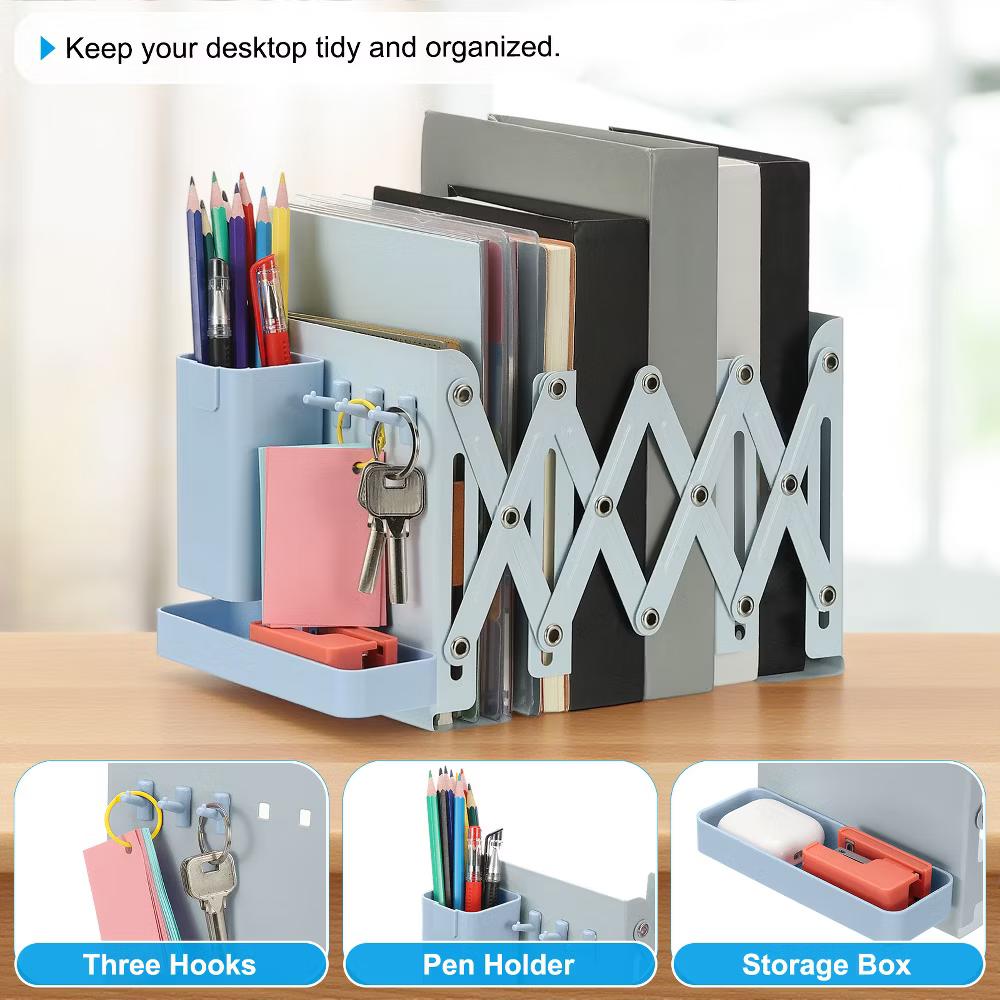 Adjustable Book Ends Heavy Duty Metal Adjustable Bookends Book Holders Organizer - Image 4