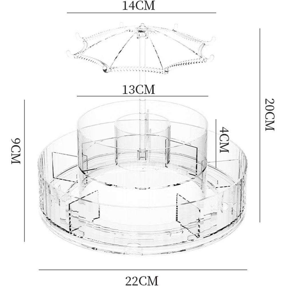 Maison Premium Clear Acrylic 360 Rotating Cosmetic Organizer Umbrella Design - Image 7