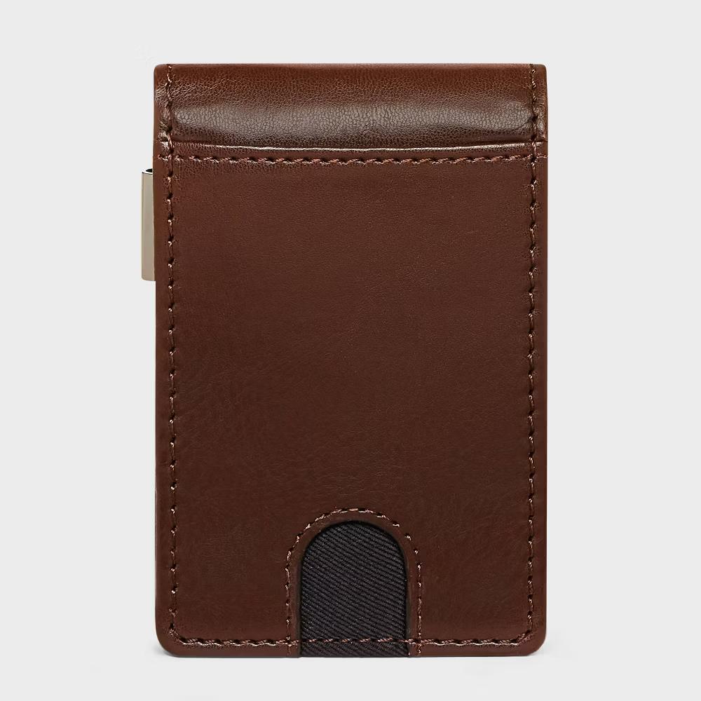 Men's RFID Bifold Wallet with Money Clip - Brown - Image 2