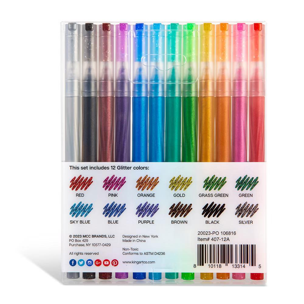 Gel Pens 12 Glitter Colors - Image 2
