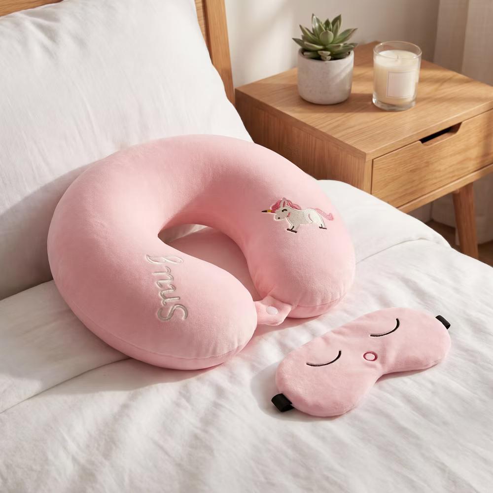 U‑Shape Memory Foam Travel Pillow Set with Decor Embroidery and Eye Mask 1Pc - Image 15
