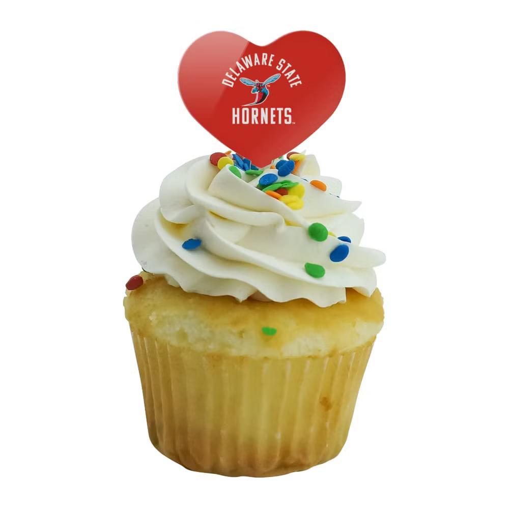 Delaware State University Hornets Logo Heart Love Cupcake Picks Toppers Decoration Set of 6 - Image 2