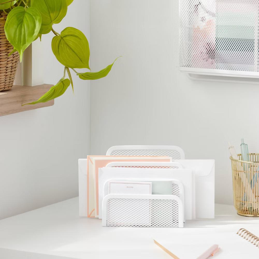 Mesh Letter Sorter White - Steel File & Letter Organizer, Holder, Tray, No Assembly Required - Image 3