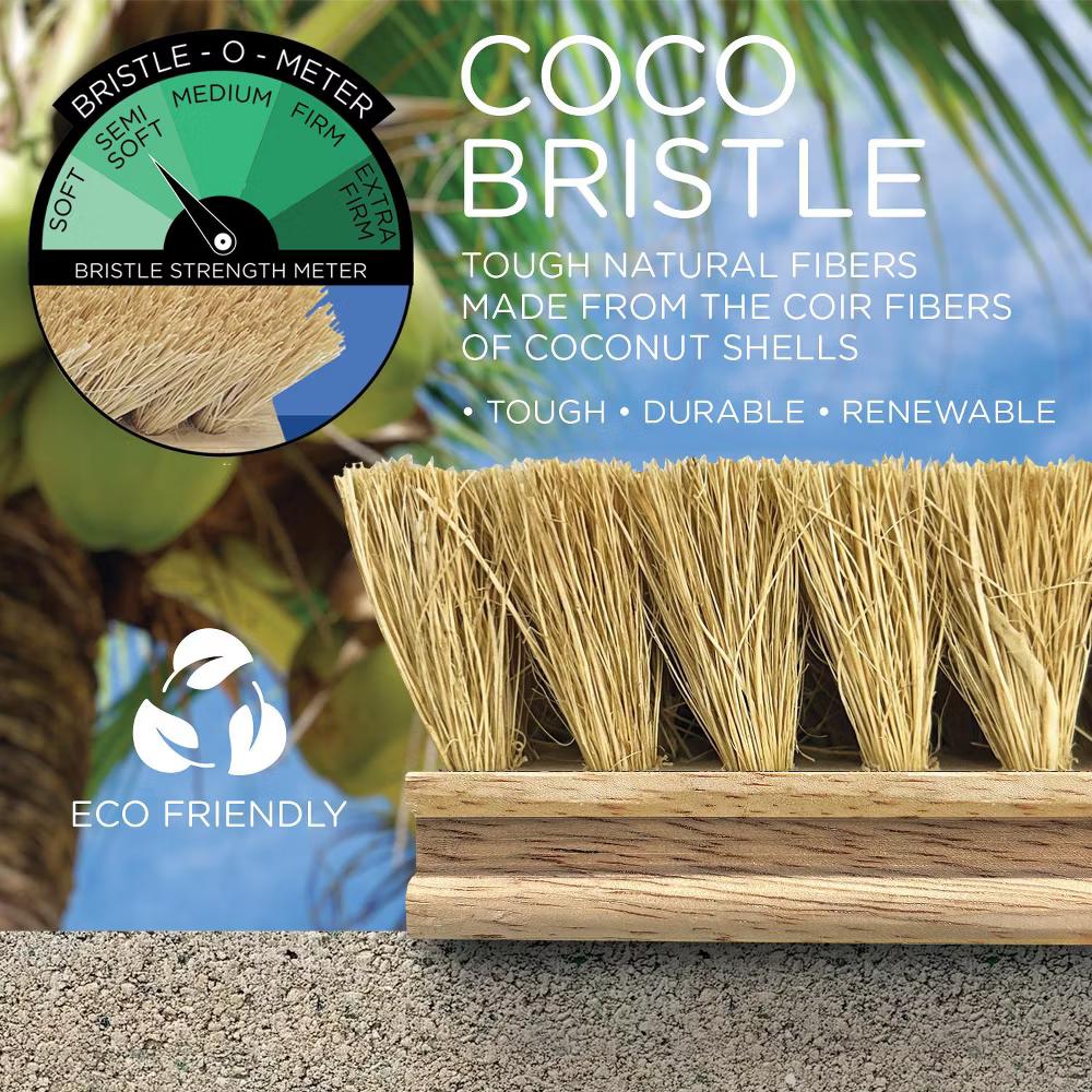 Deck Scrub Brush, 9" 3.5" Head w/ Natural Coco Bristles for Outdoor Cleaning, Removes Dirt & Grime from Patios, Decks, Grout, 1 Count - Image 3