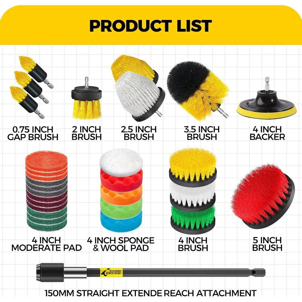 30Pack Drill Brush Set – Power Scrubber, Scrub Pads & Sponge for Grout, Tiles, Sinks, Car Polishing & Cleaning - Image 2
