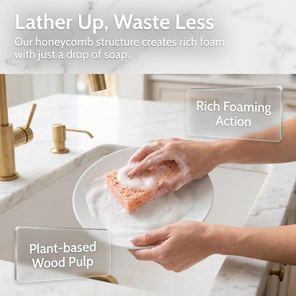 Kitchen Household Cleaning Non-Scratch Cleaning Sponge 6 Pcs - Image 29