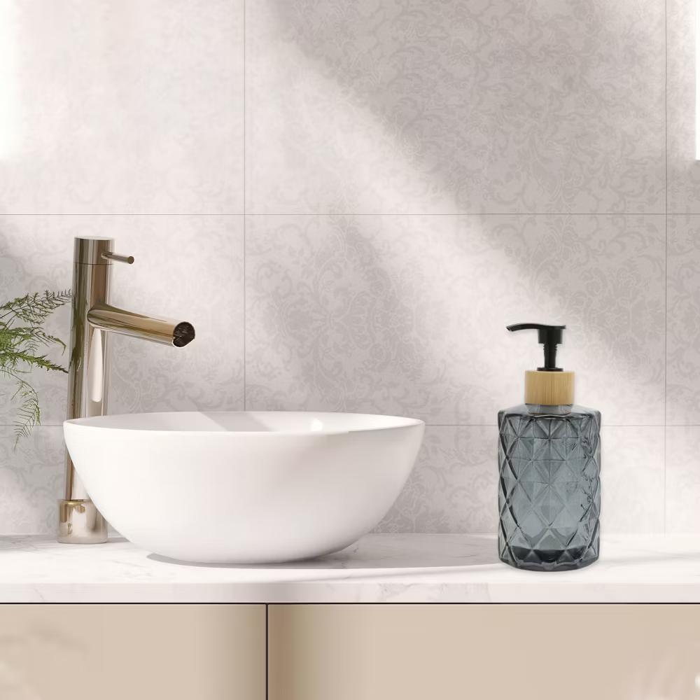 Reusable Round Bottom Diamond Pattern Soap Dispenser 11.16oz 1 Pc - Image 6