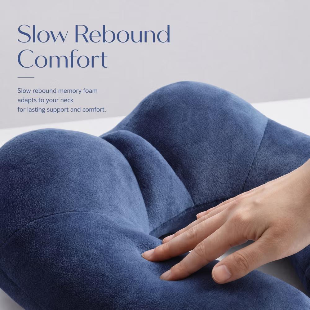 U‑Shape Memory Foam Travel Neck Pillow with Snap Closure Plush Cover 1Pc - Image 12