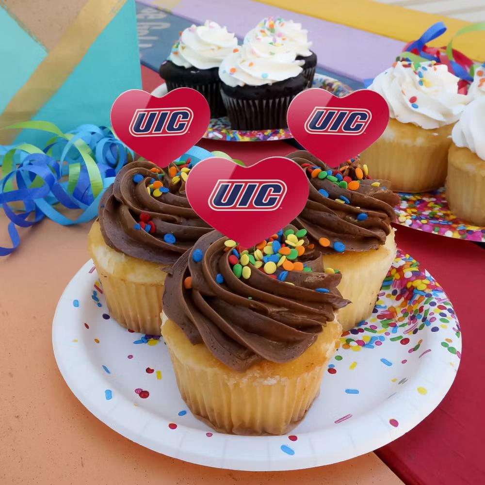 UIC Primary Logo Heart Love Cupcake Picks Toppers Decoration Set of 6 - Image 5