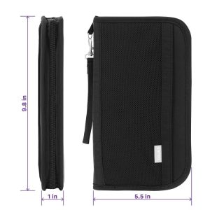 Passport Holder for Travel, Travel Passport Holder for ID Credit Card Case Pouch & Travel Document Organizer, Slim Wallet Passport Cover, Black