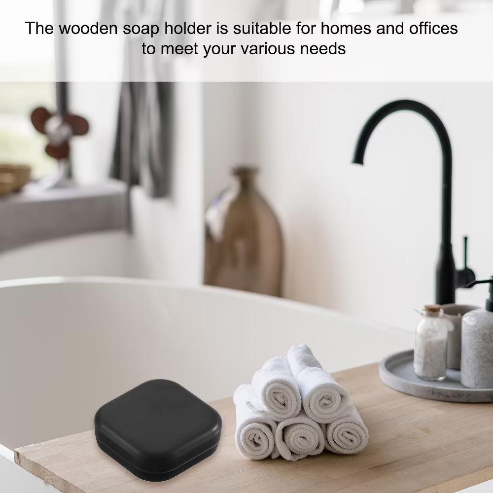Bamboo Fiber Wooden Square Detachable Self Draining Soap Dishes - Image 9