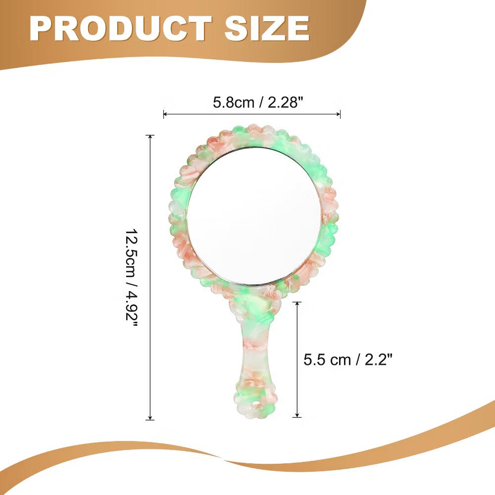 Oval Vintage Acetic Acid Handle Cosmetic Travel Hand Held Mirror - Image 16