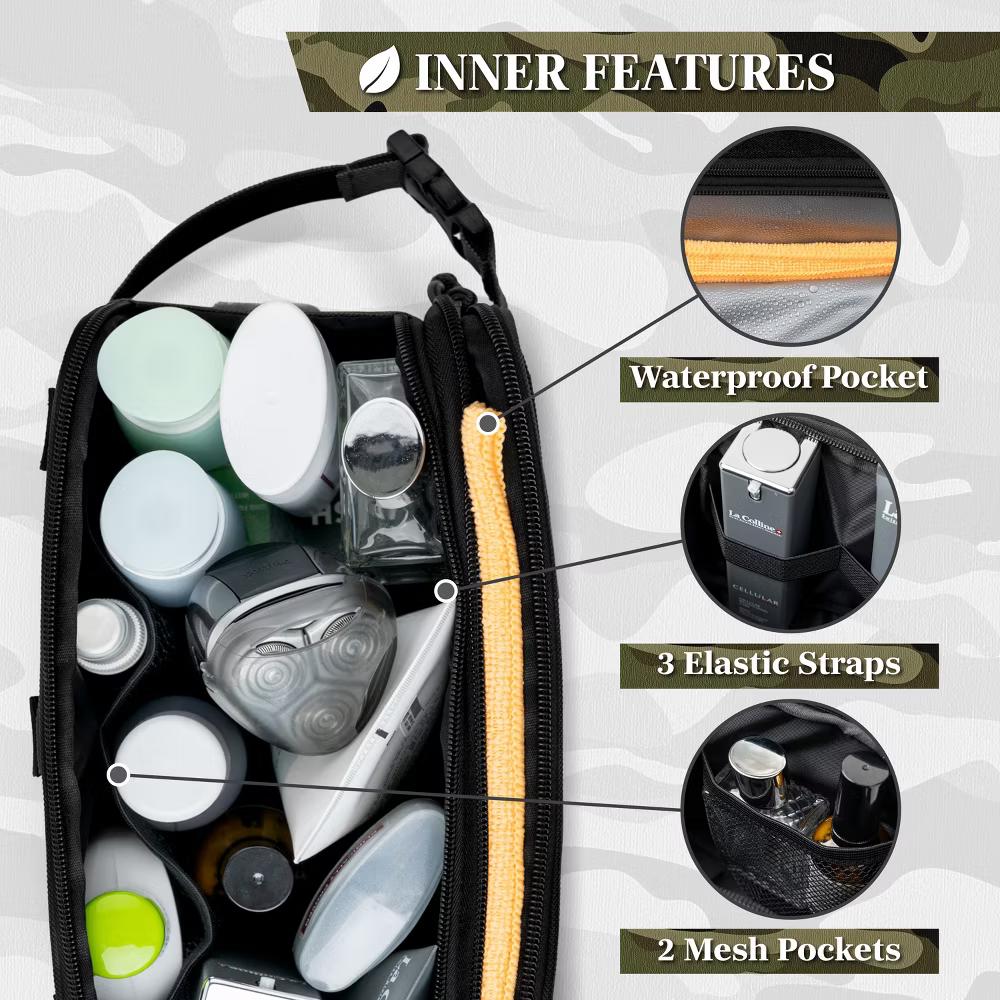 Tactical Toiletry Bag for Men, Hygiene Travel Bag, Military Dopp Kit, Water Resistant Molle Pouch, Shaving Grooming Organizer Case - Image 2