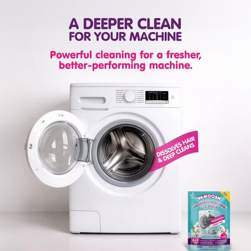 Vamoosh Washing Machine Cleaner with Hair Dissolver Detergent Boosters Cotton Fresh - 5.29oz: Paraben-Free, Powder Form, Pouch - Image 5