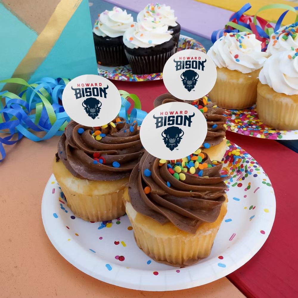 Howard University Bison Primary Logo Cupcake Picks Toppers Decoration Set of 6 - Image 2