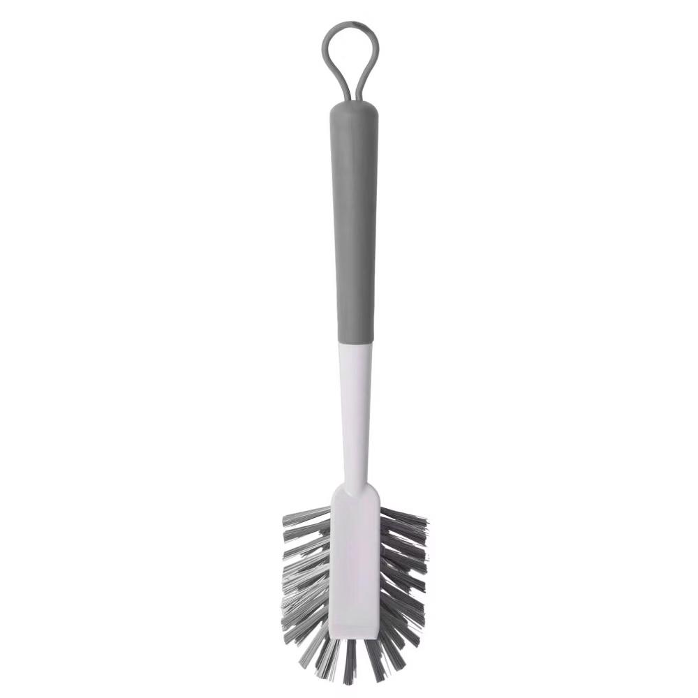OU Multipurpose Scrub Brush, Heavy Duty Cleaning Scrubber Brush for Bathroom & Kitchen, Nonslip Soft Grip Handle & Built-In Scraper