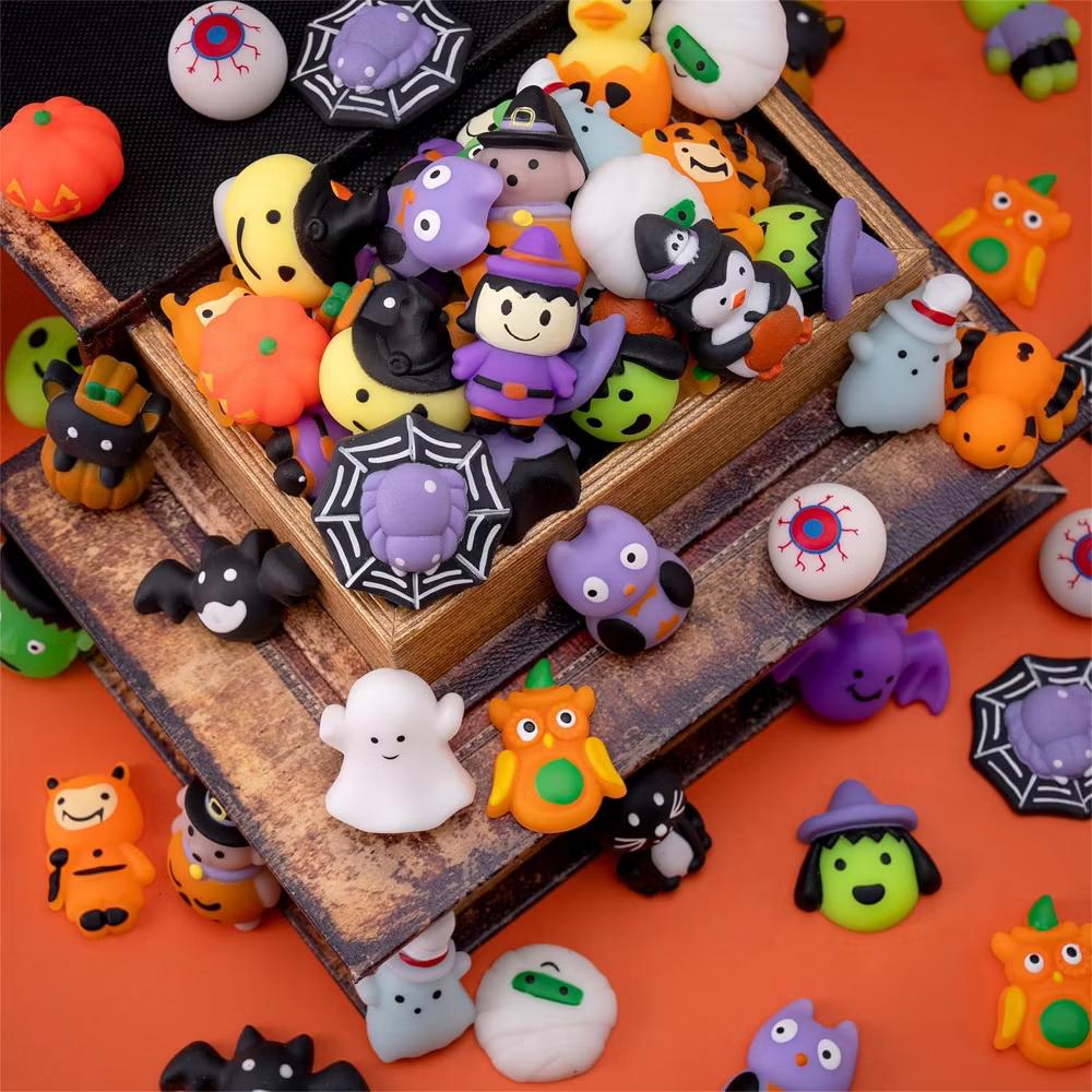 24/100Pcs Halloween Squishy Toys Kits Halloween Party Favors Trick-or-Treat Goodie Bag Filler Boys & Girls Birthday Gifts School Classroom Prize