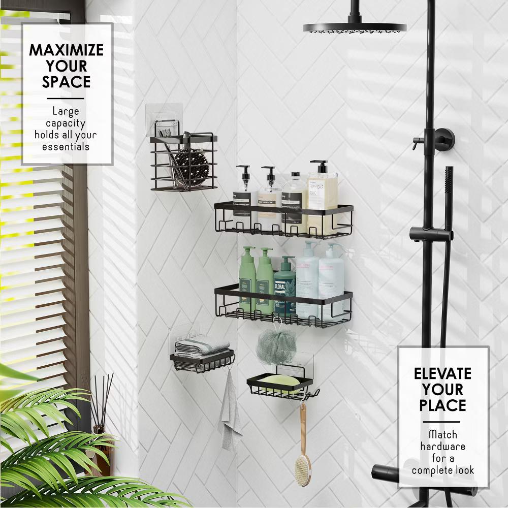 Hearth & Harbor Shower Caddy Adhesive Shower Organizer, Large Capacity Stainless Steel Shower Caddies - Image 7