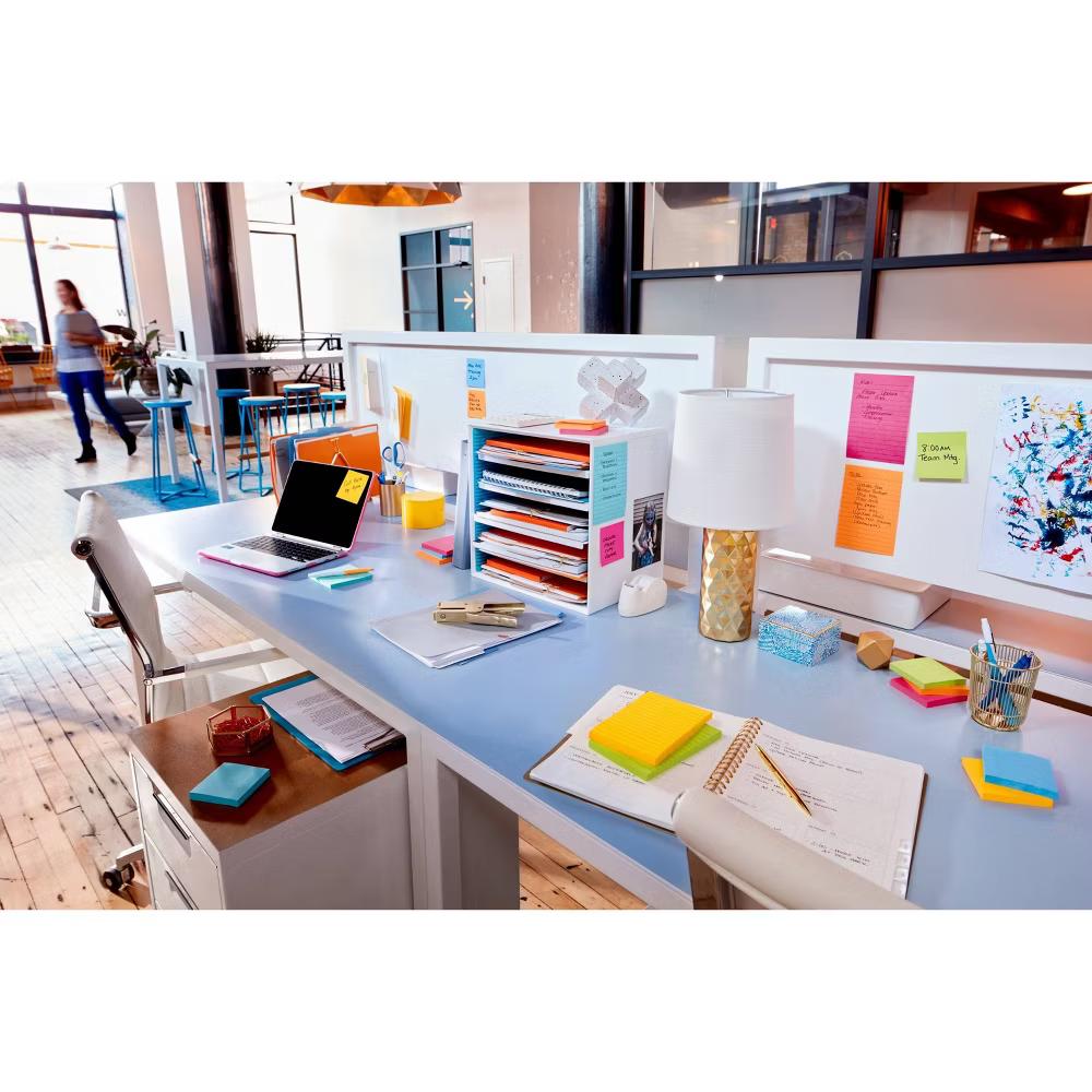 Super Sticky Notes 3" 3" Energy Boost Collection: 6 Multicolor Pads, 70 Sheets Each, Art & Design Theme