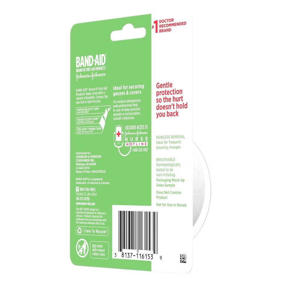 Johnson & Johnson Brand First Aid Hurt-Free Medical Paper Tape - 1in 10 yd - Image 2