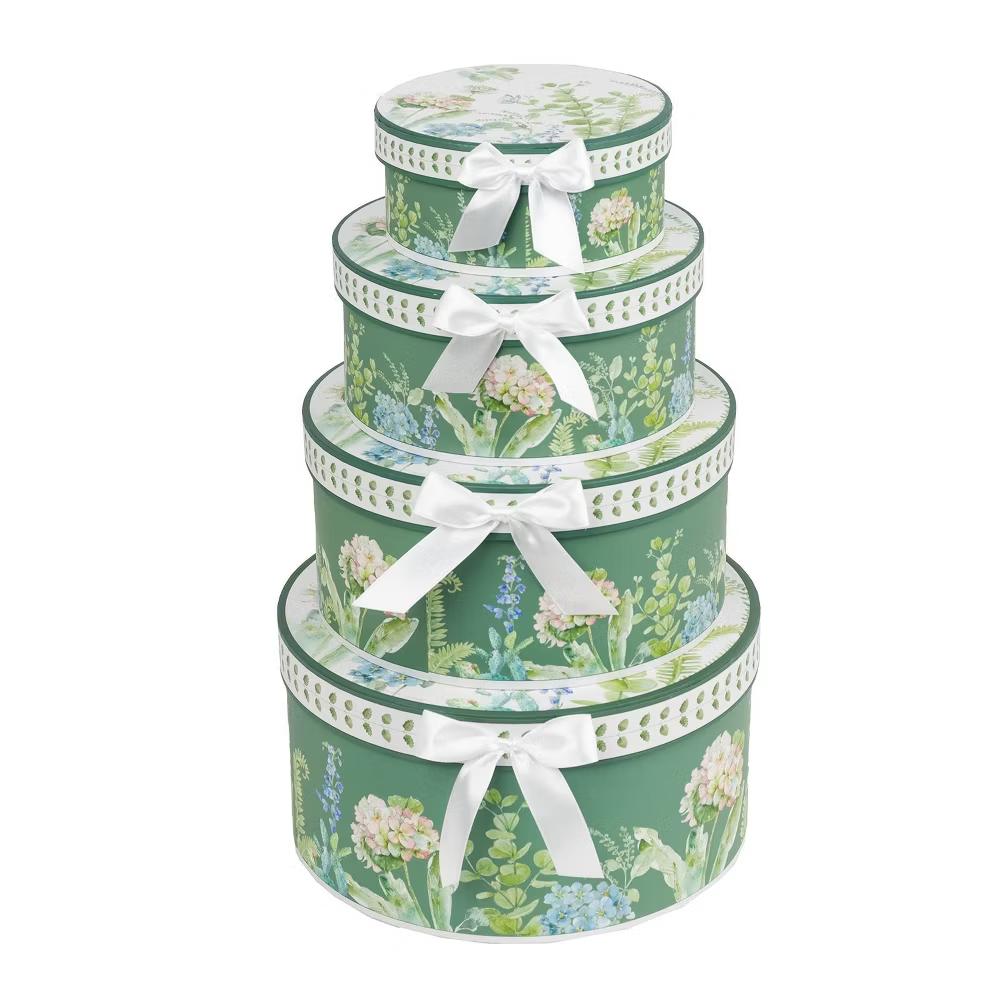 Home Collection Pack of 4 Round Floral Nesting Cardstock Gift Boxes - Image 6
