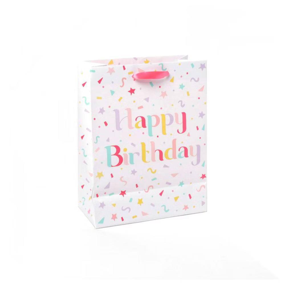 Medium Birthday Gift Bag with Glitter - Multicolor Typography, Paper, 12.75" Height, 10" Width - Image 4