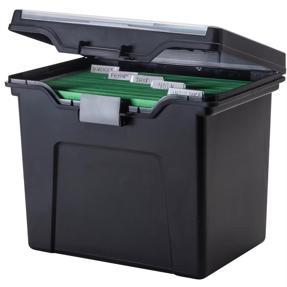 USA Portable Letter Size File Box with Handle for Hanging Folders - Image 28