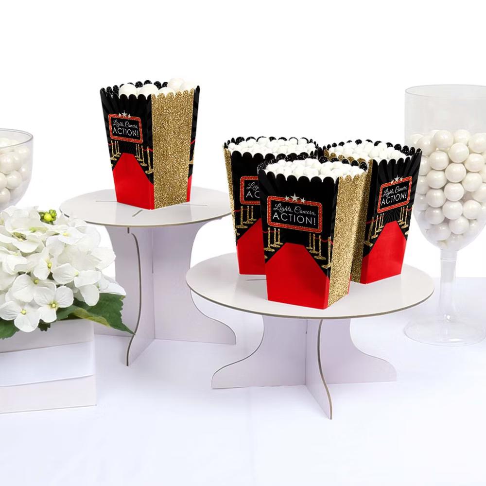 Red Carpet - Movie Night Party Favor Popcorn Treat Boxes - Set of 12 - Image 3