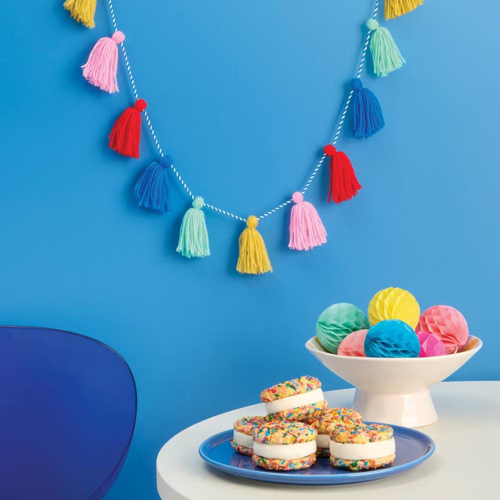 Rainbow Birthday Yarn Tassel Garland