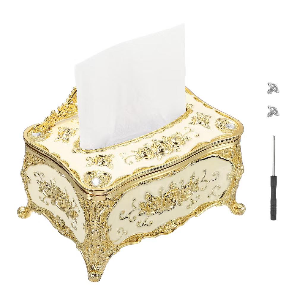 Luxurious Rose Tissue Box Rectangular Plastic Napkin Box Vintage Tissue Paper Holders - Image 7